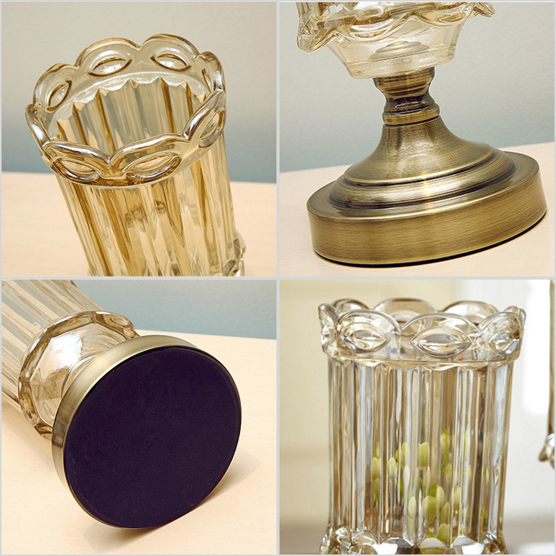 25cm Transparent Glass Vase with Metal Base