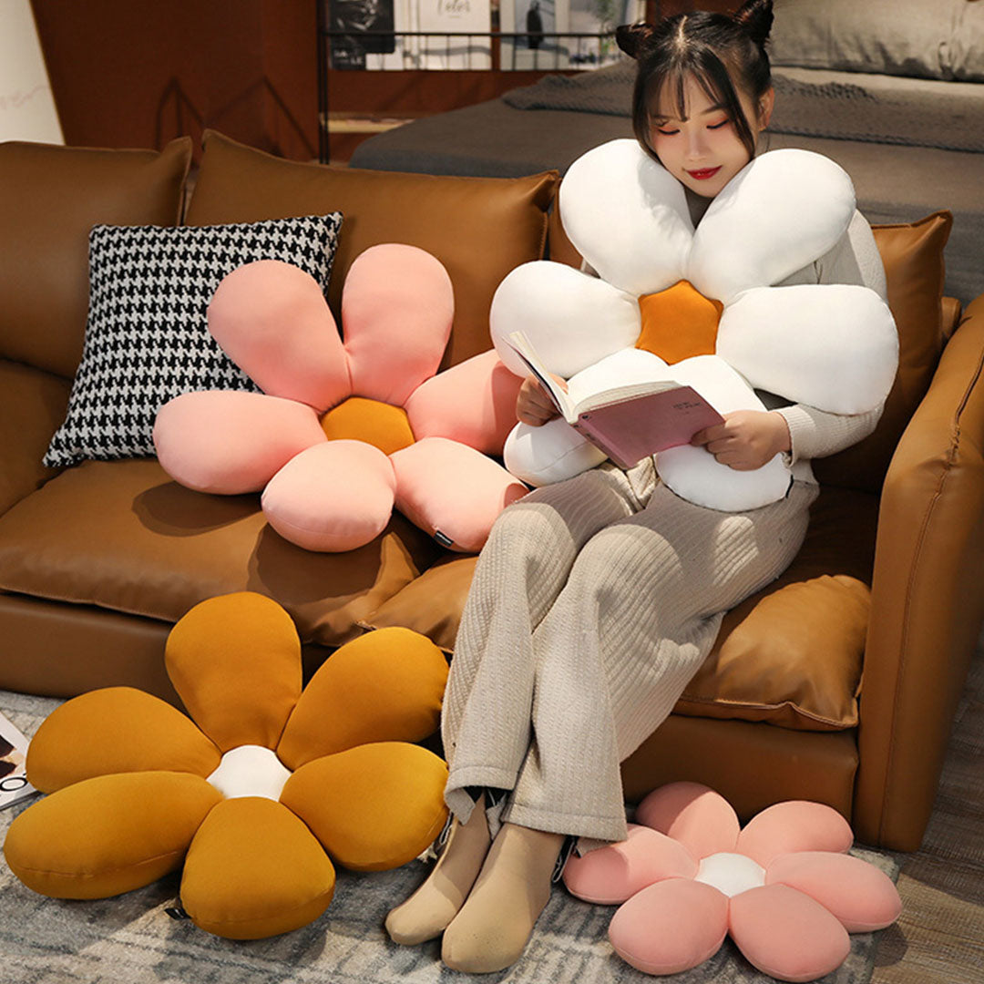 Coffee Daisy Flower Shape Cushion