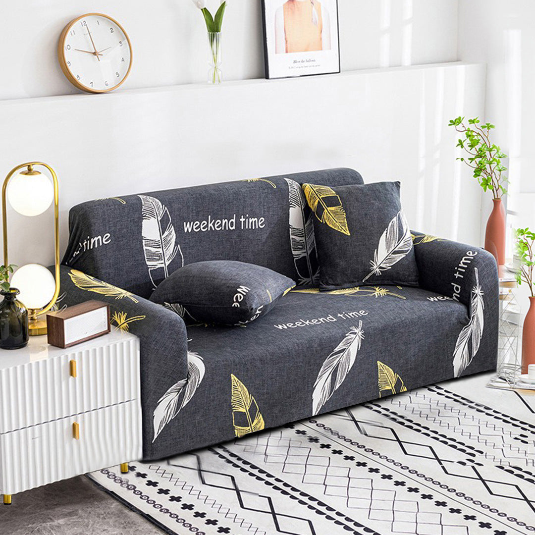 High Stretch 1-Seater Feather Print Sofa Slipcover