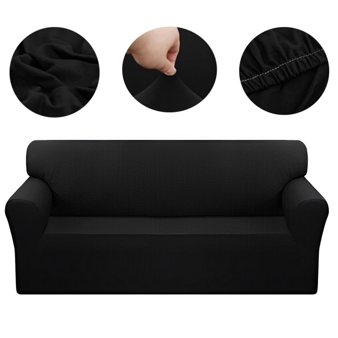 High Stretch 2-Seater Black Sofa Slipcover