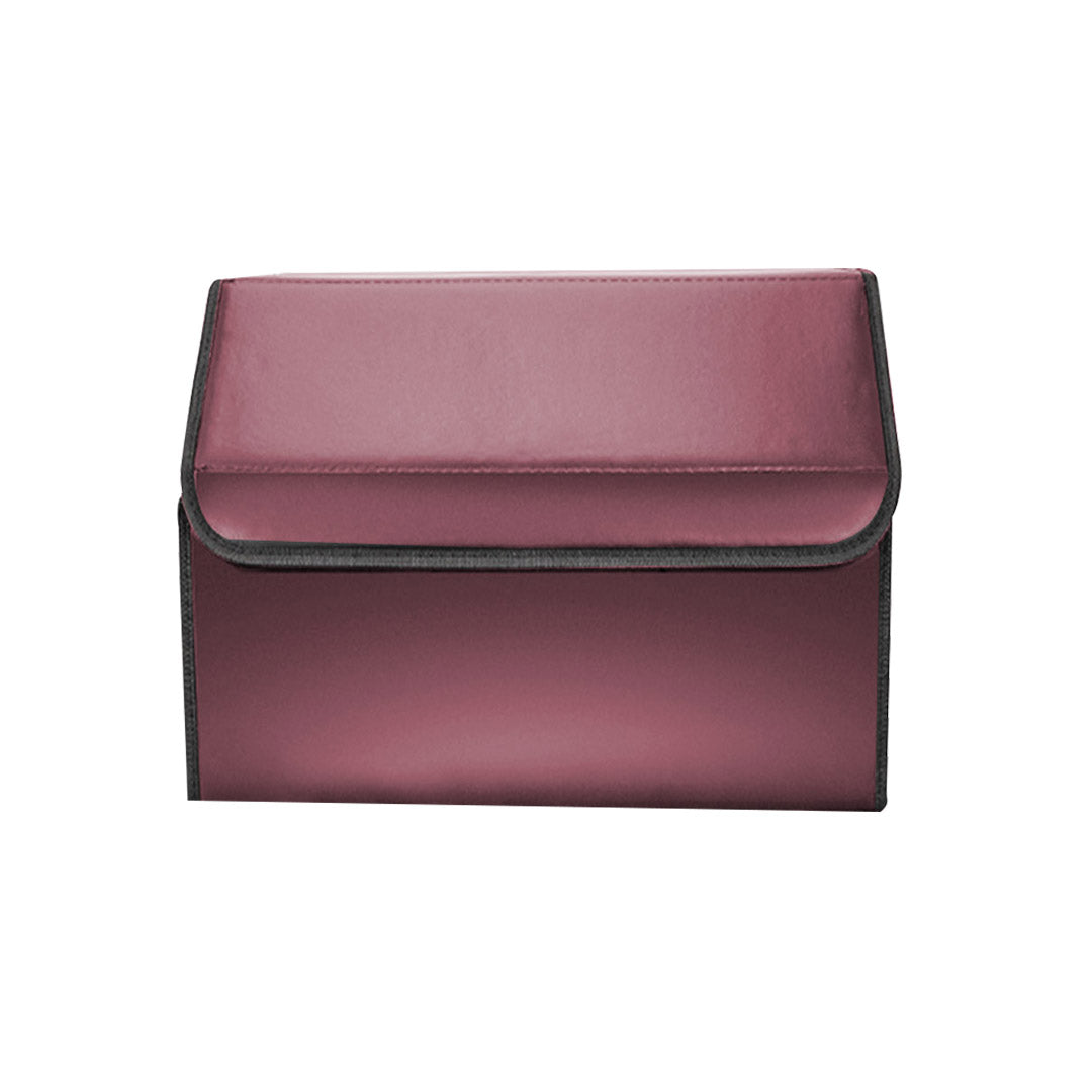Leather Car Boot Foldable Trunk Cargo Organizer Box Red Small