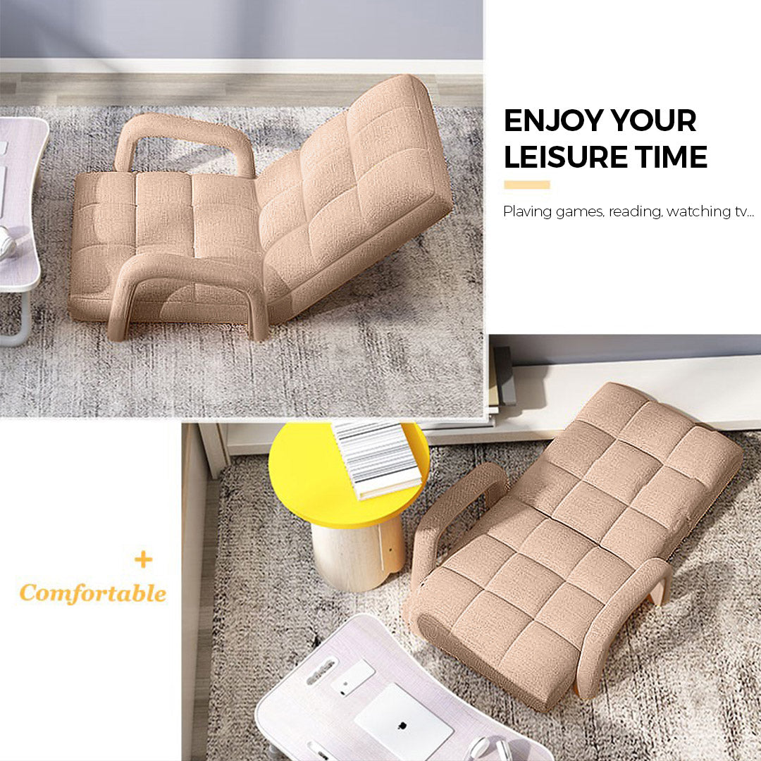 Floor Recliner Lazy Chair with Armrest Khaki