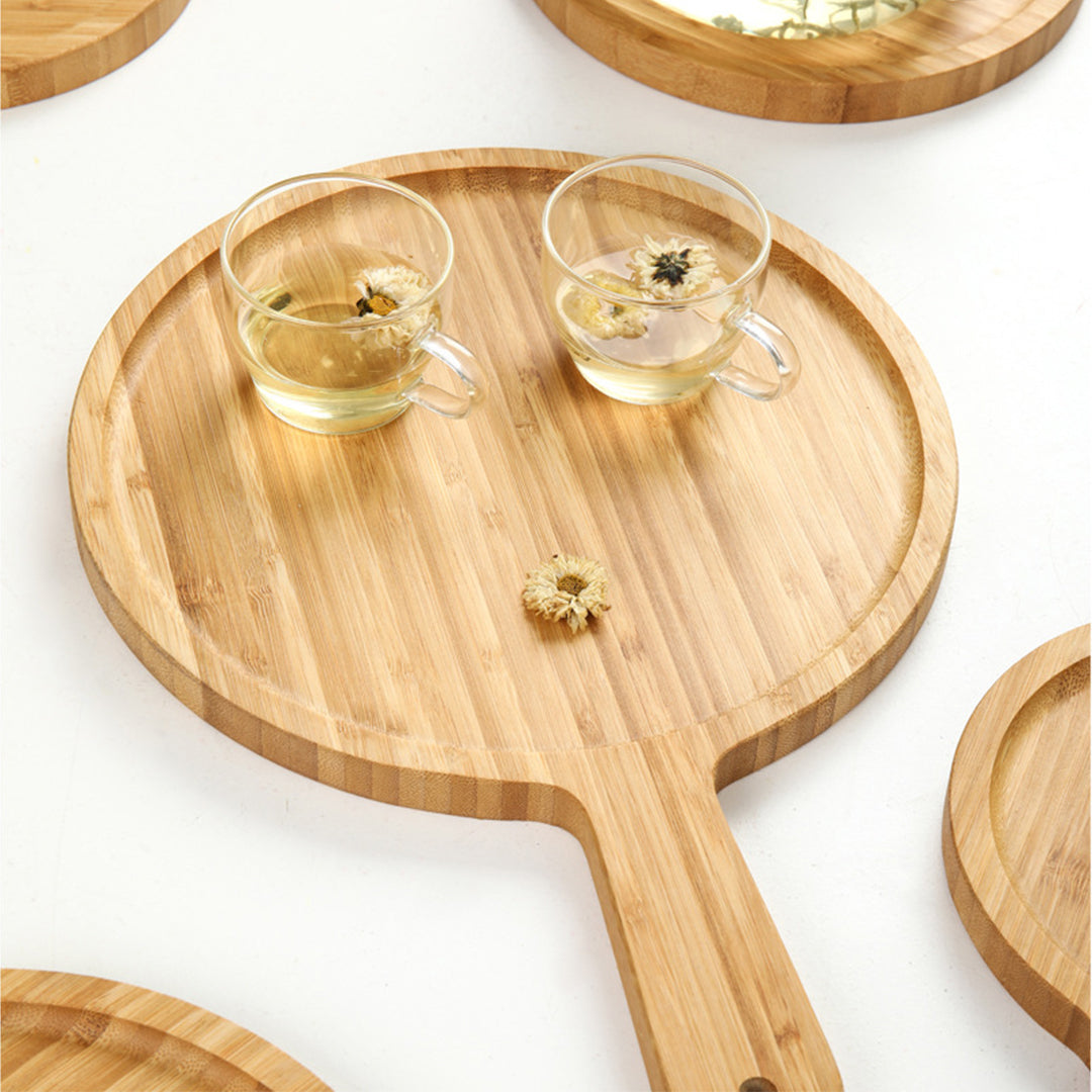 8 inch Blonde Round Wooden Tray