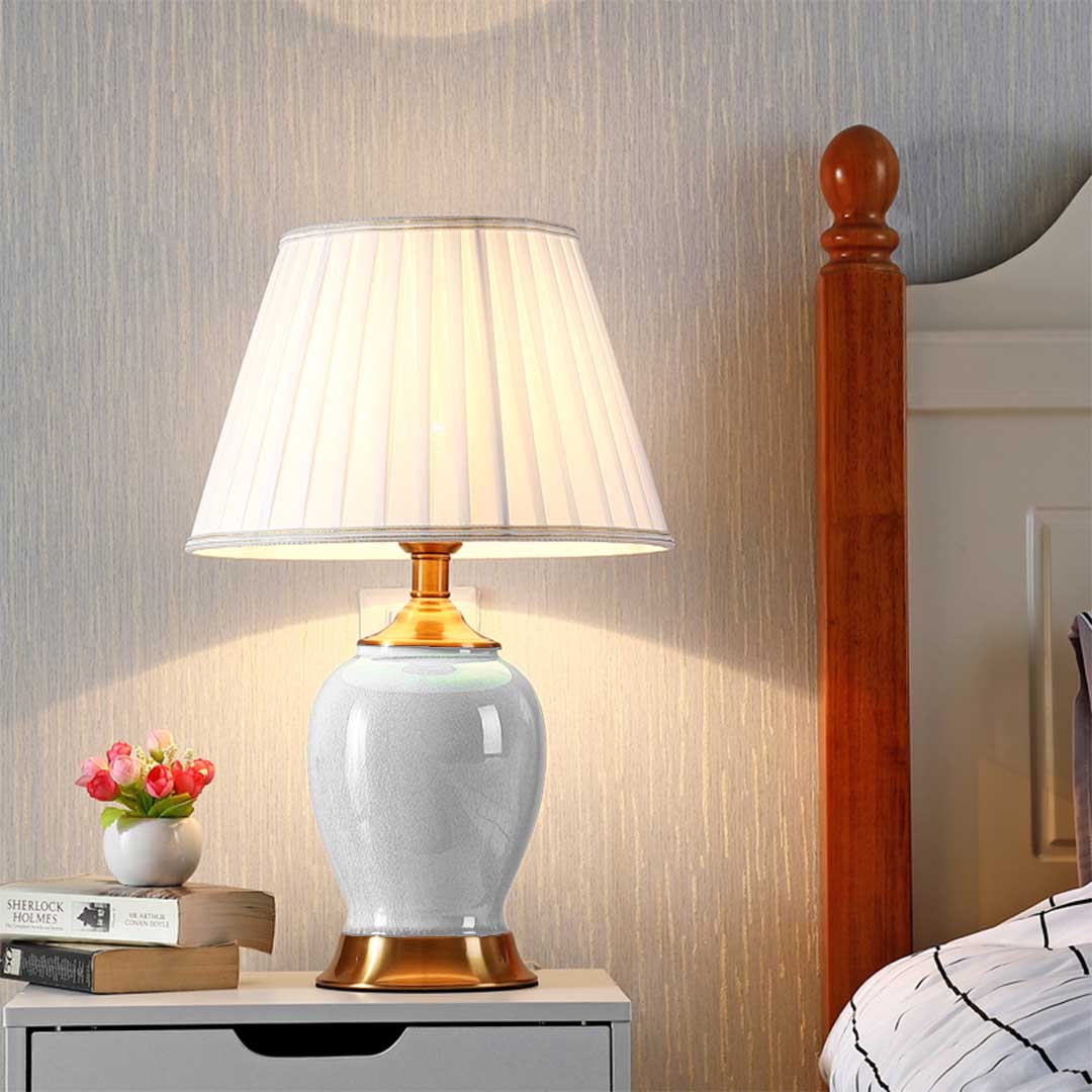 Ceramic Oval Table Lamp White