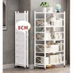 4 Tier White Foldable Display Stand with Wheels