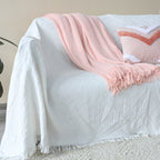 Pink Acrylic Knitted Throw Blanket