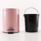 Foot Pedal Stainless Steel Trash Bin Round 7L Pink