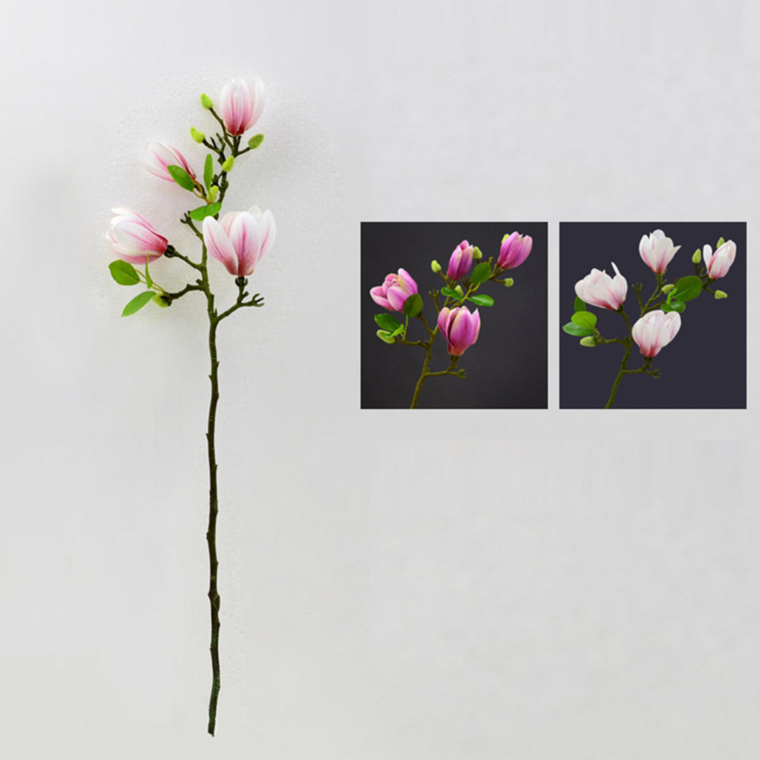 6 Bunch Artificial Magnolia denudata 4 Heads Purple