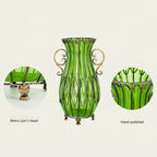 51cm Green Glass Floor Vase with 12pcs Artificial Flower Set