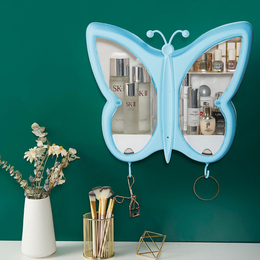 Blue Butterfly Shape Wall-Mounted Makeup Organiser