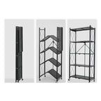 5 Tier Foldable Kitchen Shelves with Wheels Black