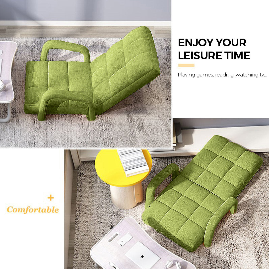 Floor Recliner Lazy Chair with Armrest Yellow Green