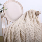 Beige Diamond Pattern Throw Blanket