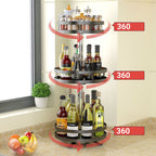 3 Tier Black Round Multi-Function Kitchen Seasoning Organiser Shelf