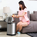 Rectangular 12L Stainless Steel Foot Pedal Recycling Bin for Garbage Silver