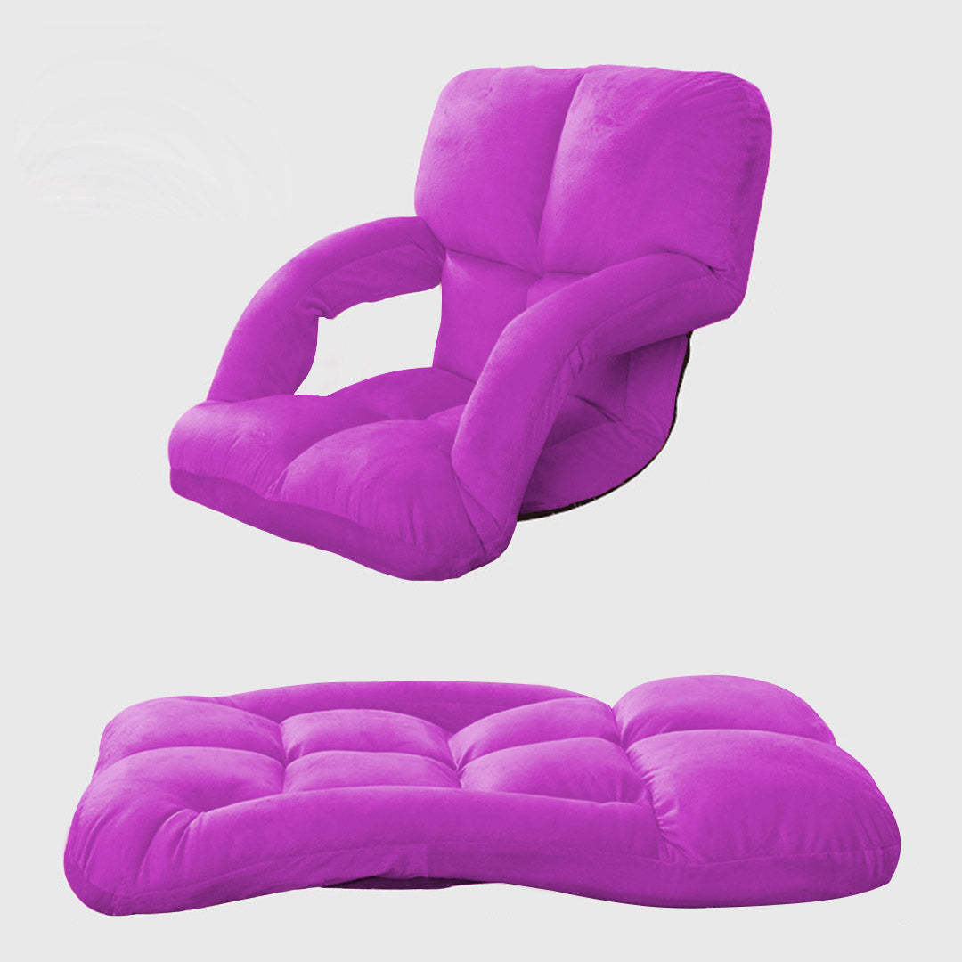 Foldable Floor Recliner Lazy Chair with Armrest Purple