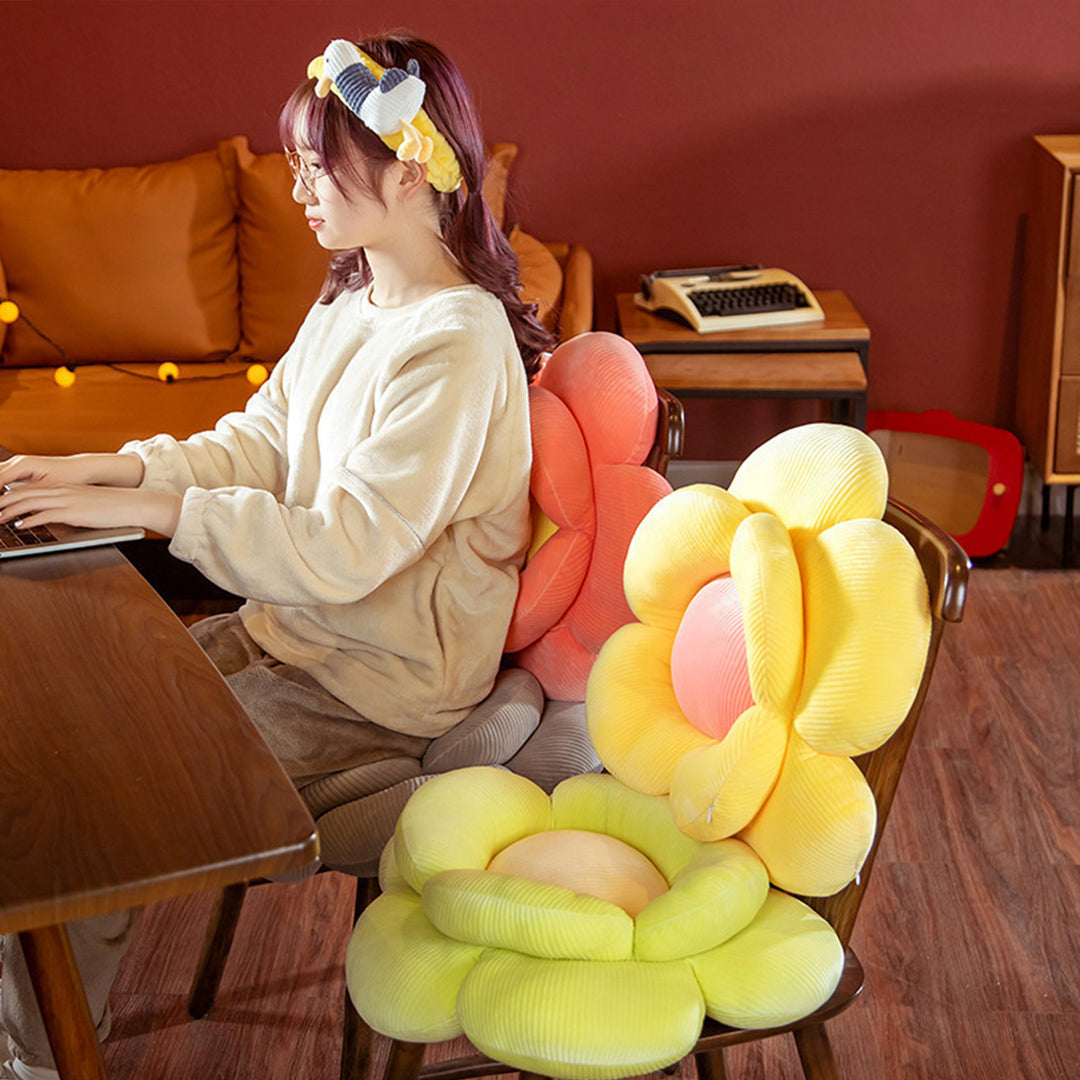 Beige Double Flower Shape Cushion