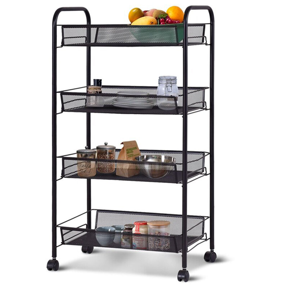 4 Tier Steel Mesh Kitchen Cart