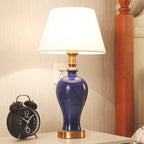 Ceramic Oval Table Lamp Dark Blue