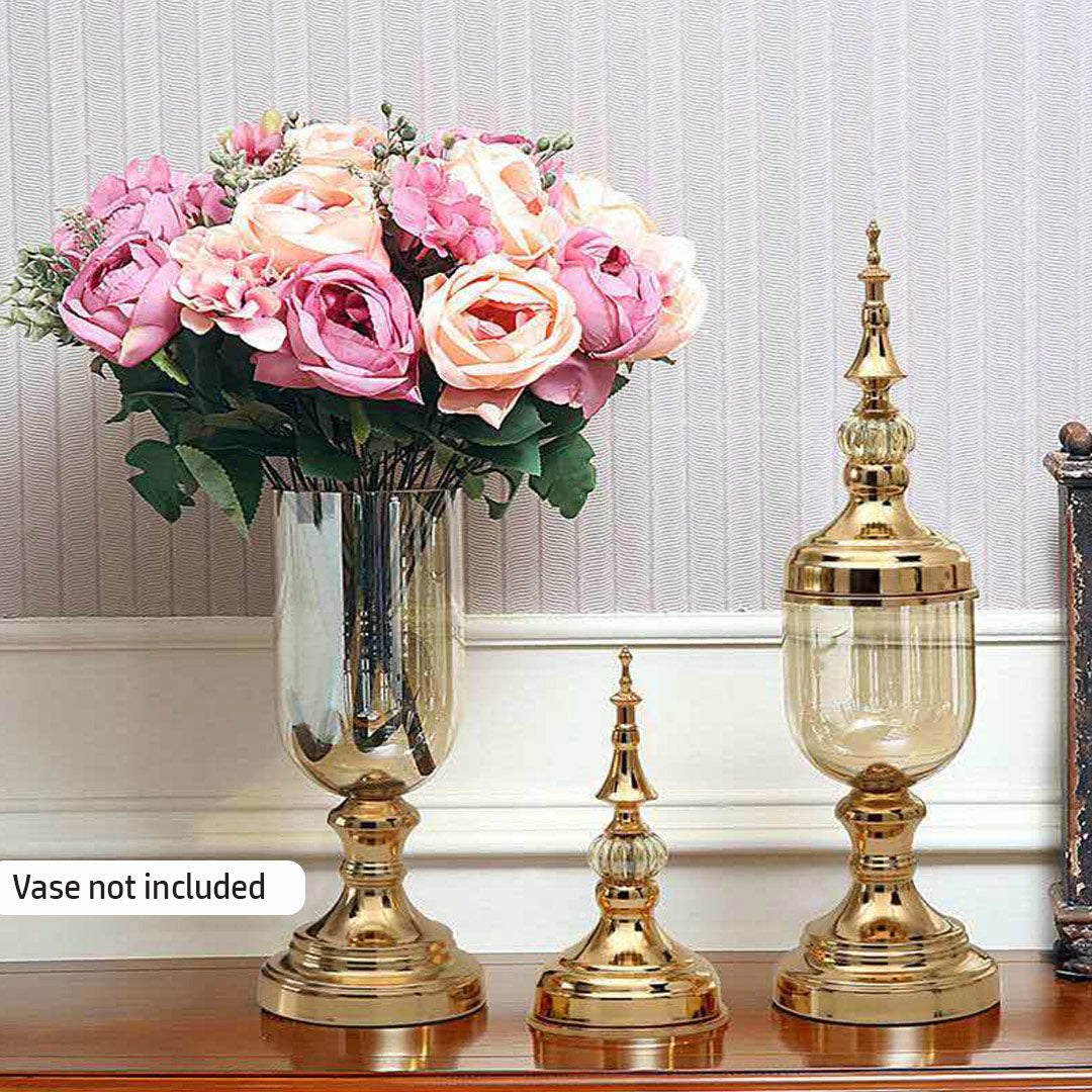 3pcs Artificial Silk with 15 Heads Rose Pink