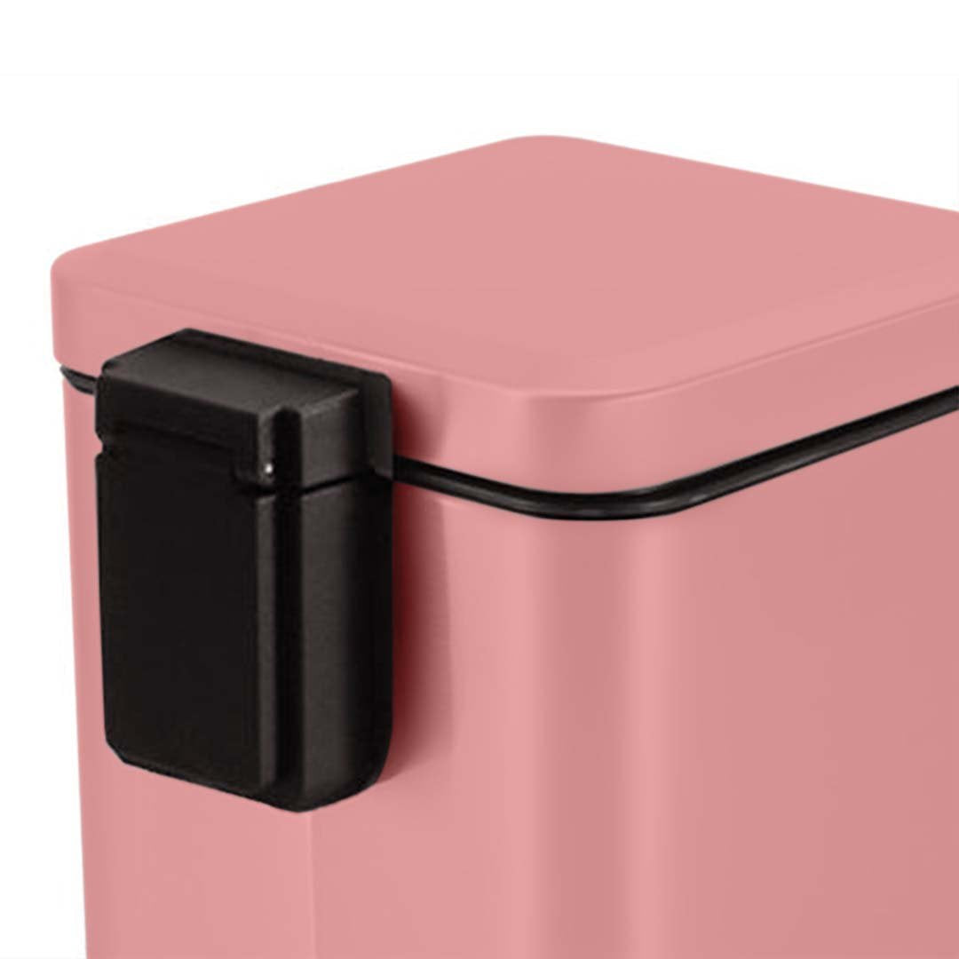 Foot Pedal Stainless Steel Trash Bin Square 12L Pink