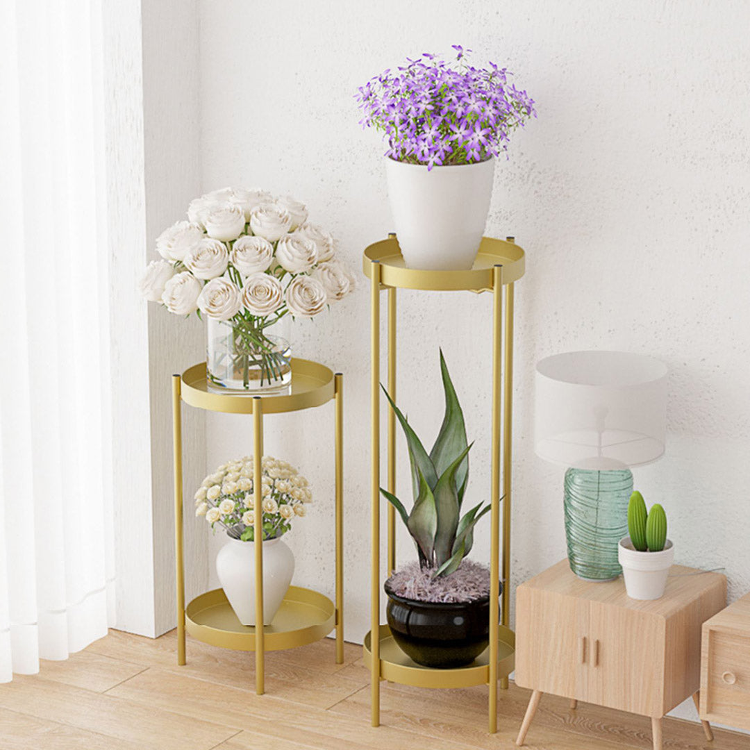 50CM Gold Tiered Plant Pots Holders Rack Garden Shelf