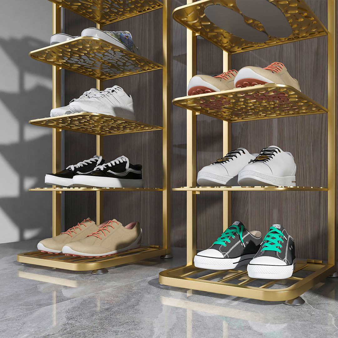6 Tier Gold Plated Metal Shoe Rack Organiser