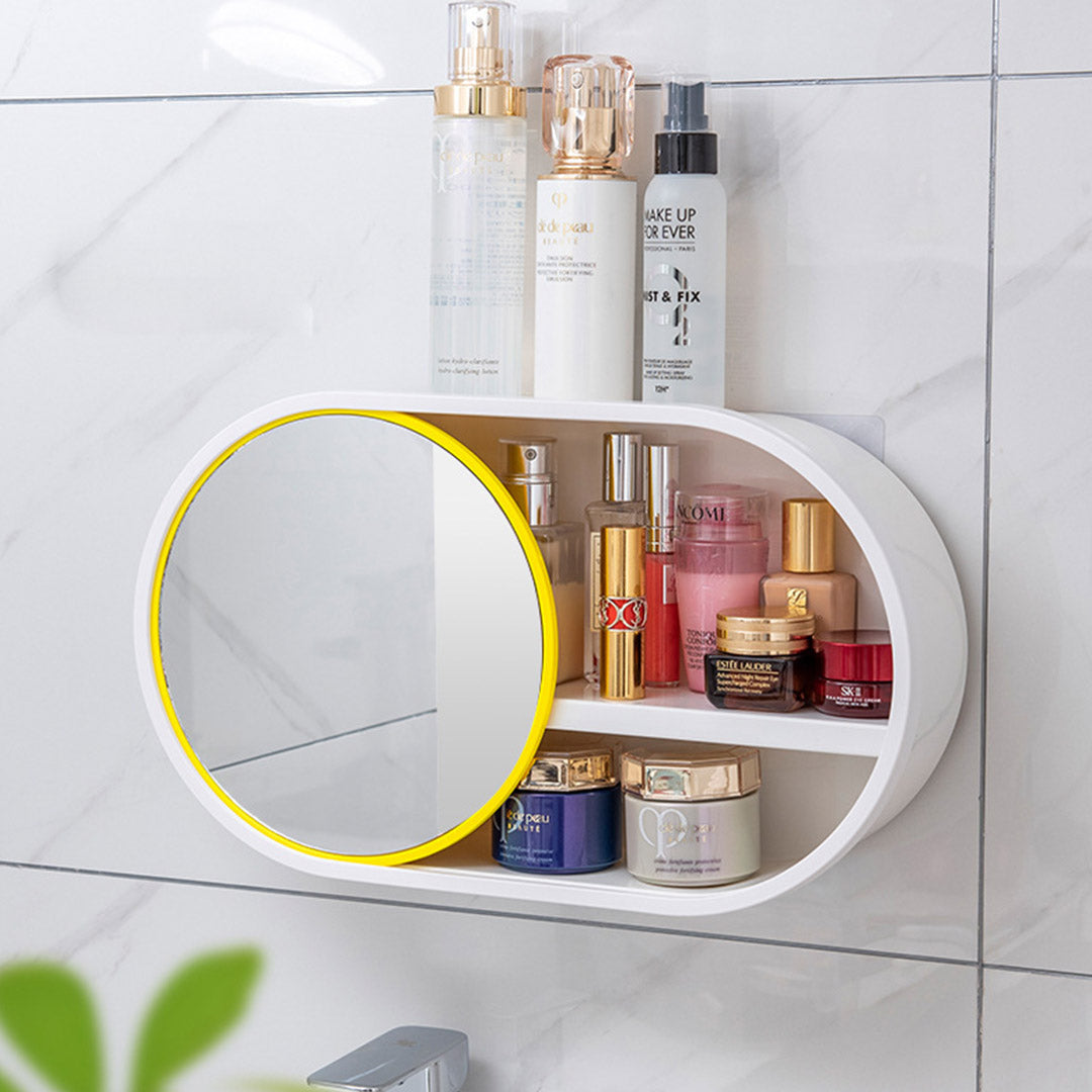 39cm Oval Wall-Mounted Mirror Storage Box