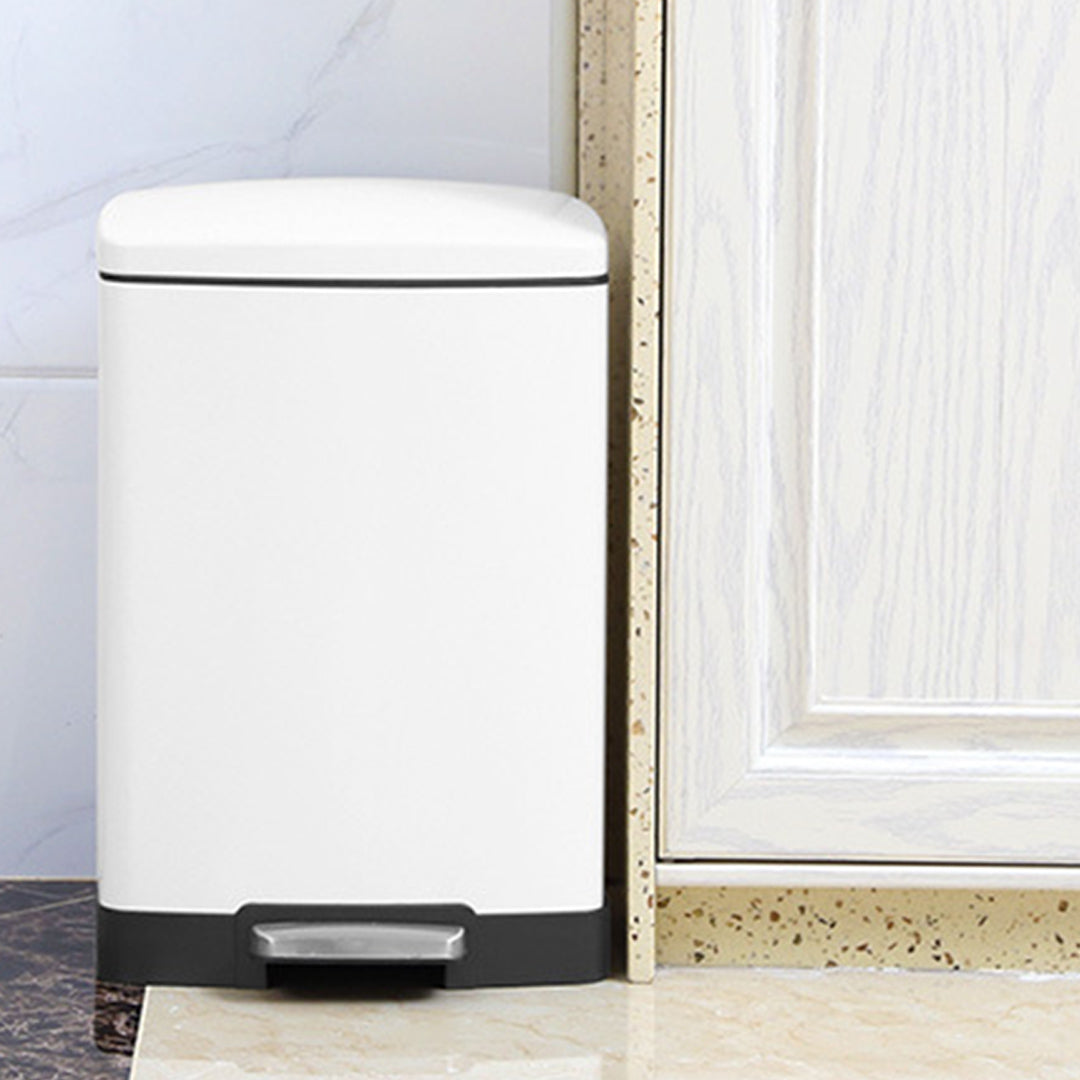 Rectangular 12L Stainless Steel Foot Pedal Recycling Bin for Garbage White