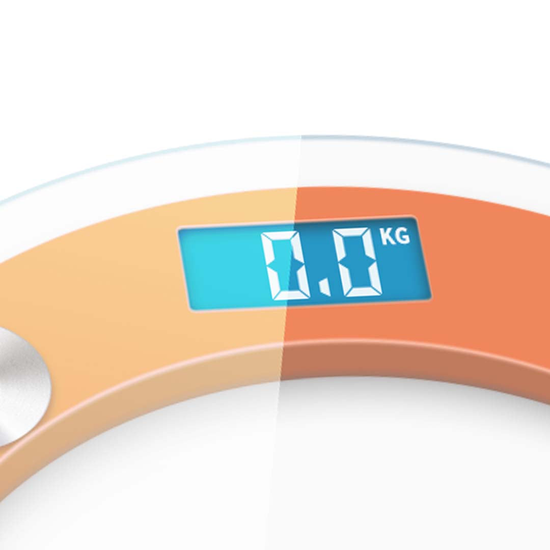 180kg Digital Glass LCD Scales Round Orange