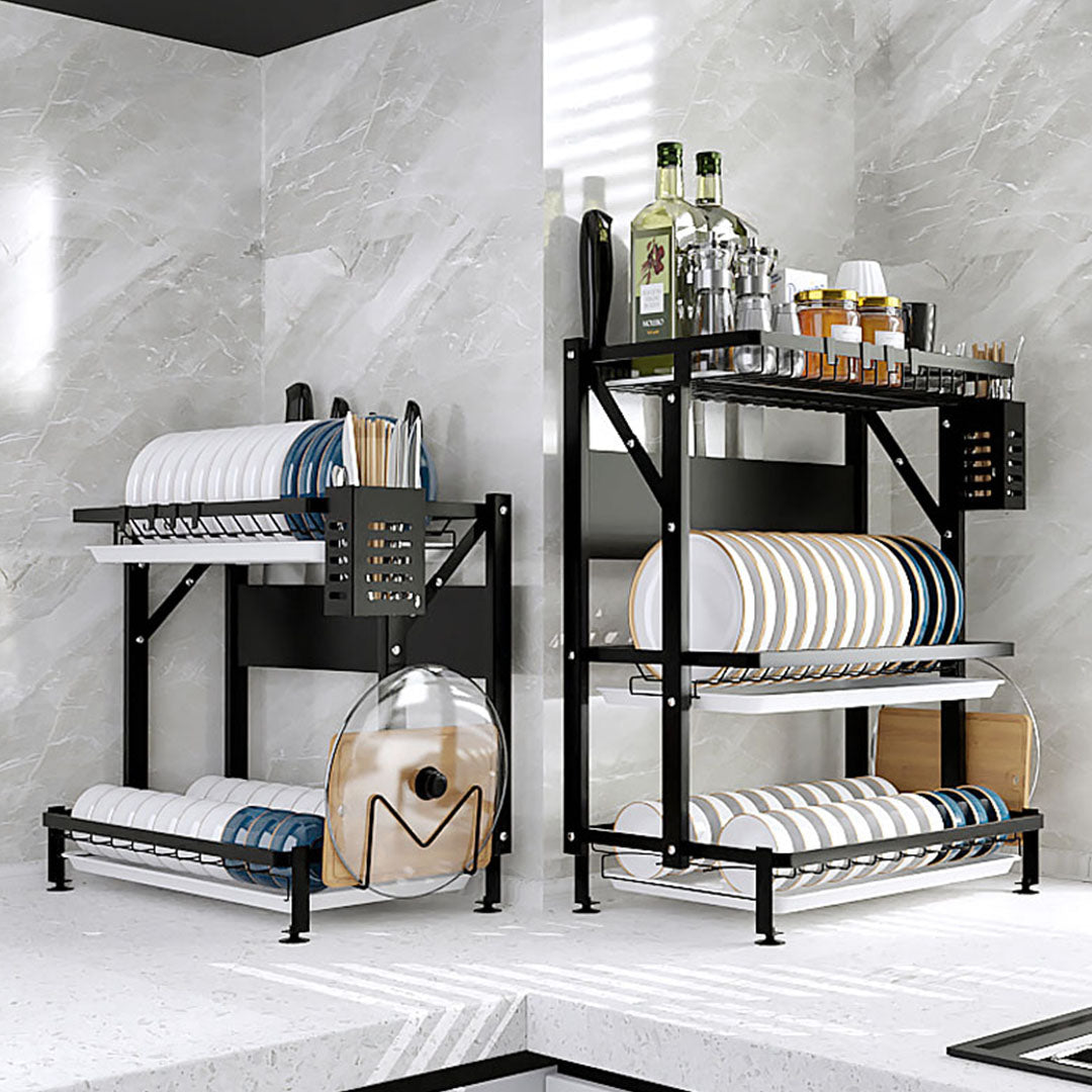 3 Tier Black Dish Drainer Kitchen Organiser