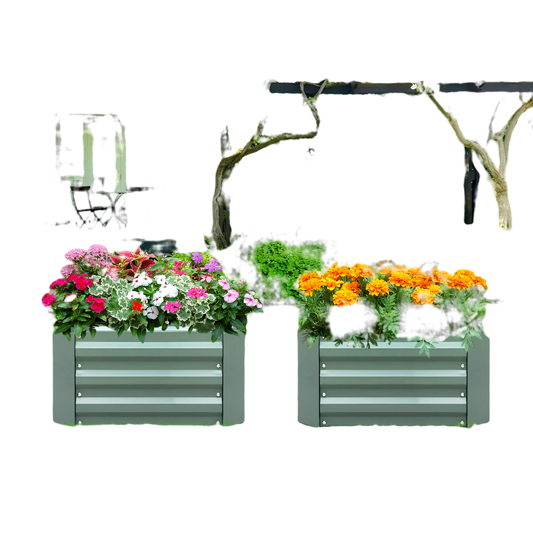 100cm Square Galvanized Raised Garden Bed Green