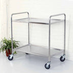 2 Tier Stainless Steel Utility Cart Round 86x54x94cm Large