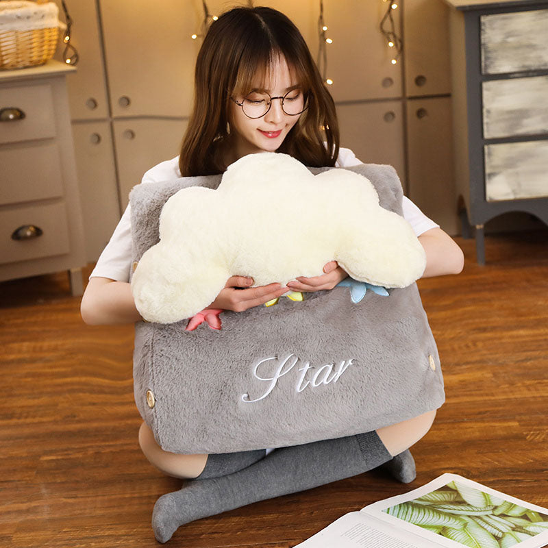 Cute Star Cloud Wedge Cushion Grey