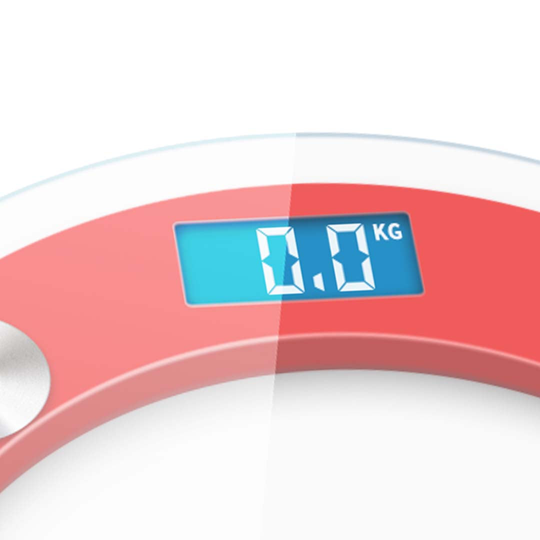 180kg Digital Glass LCD Scales Round Red