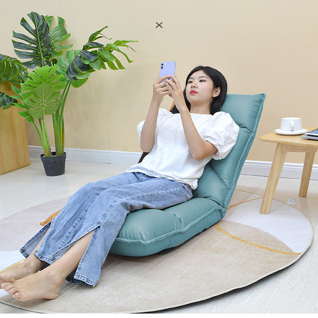 Air Leather Floor Recliner Lazy Chair Blue