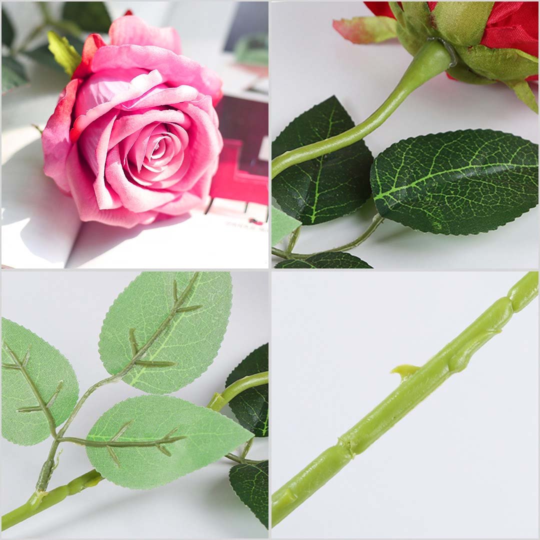 20pcs Artificial Silk Rose Bouquet Pink