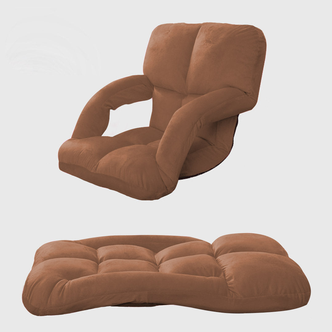 Foldable Floor Recliner Lazy Chair with Armrest Coffee