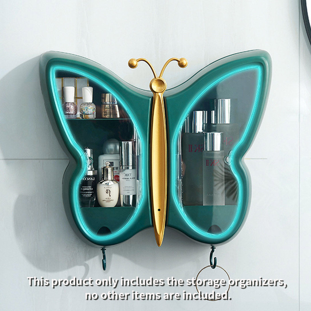 Green Butterfly Shape Wall-Mounted Makeup Organiser