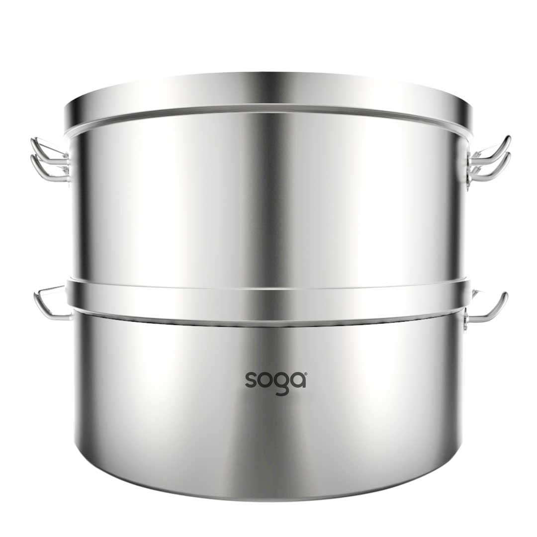 2 Tier Commercial 304 Stainless Steel Steamer 45*28cm