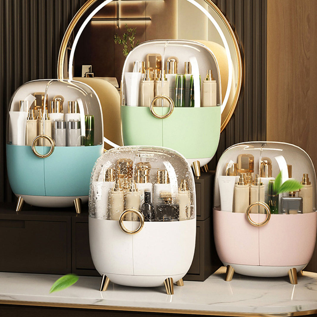 Blue Transparent Countertop Cosmetic Storage