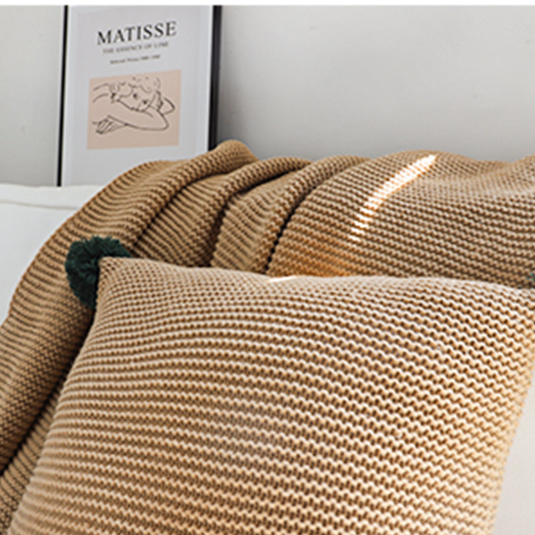 Coffee Tassel Fringe Knitted Throw Blanket