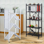 4 Tier Foldable Kitchen Shelves with Wheels White
