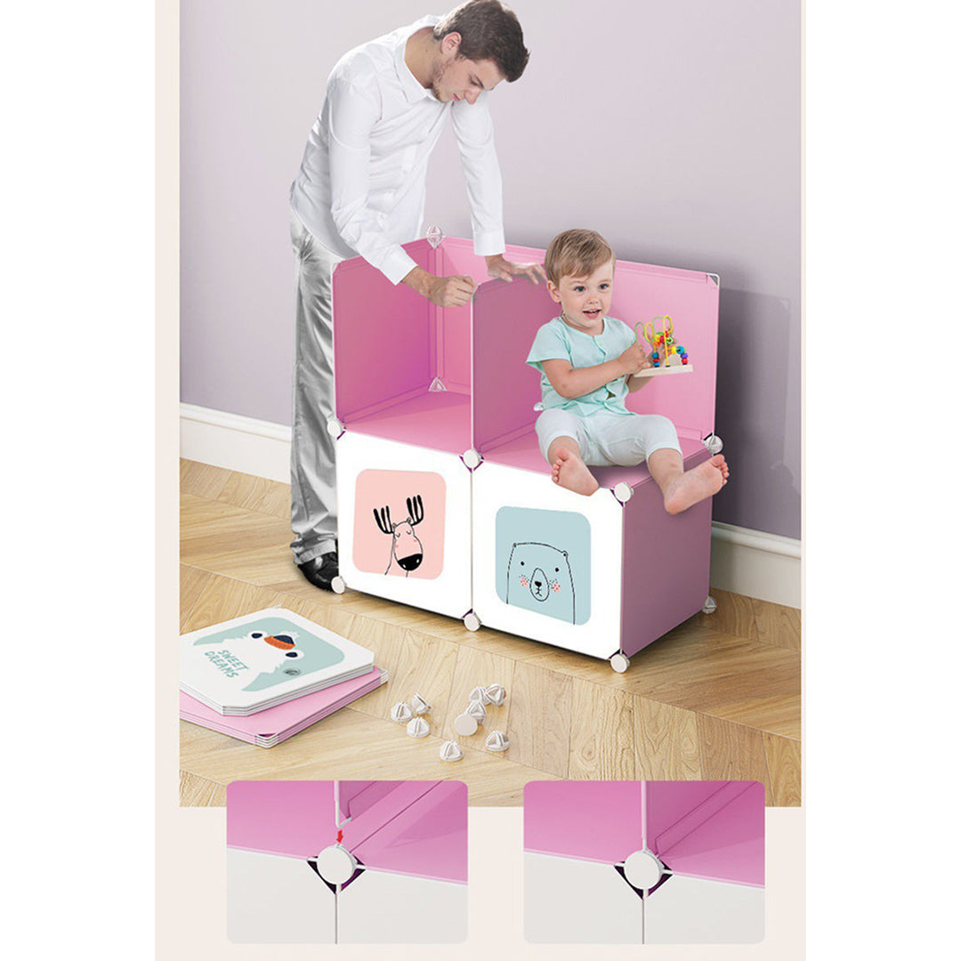8 Cubes Pink Portable Wardrobe
