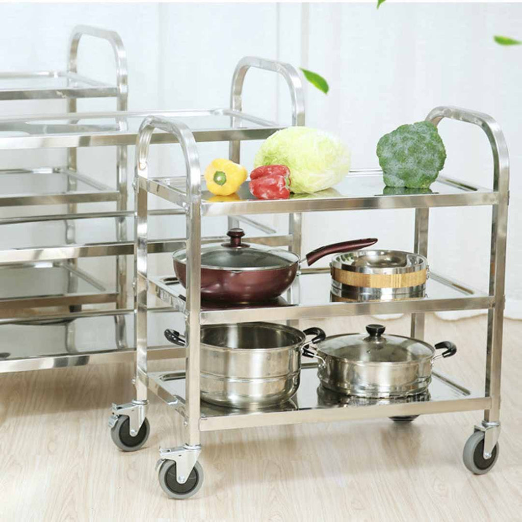 3 Tier Stainless Steel Utility Cart 85x45x90cm Medium