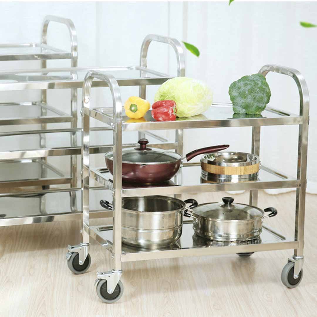 3 Tier Stainless Steel Utility Cart 85x45x90cm Medium