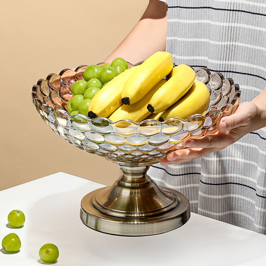 Pedestal Crystal Glass Fruit Bowl