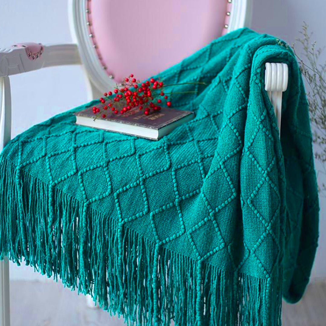 Teal Diamond Pattern Throw Blanket