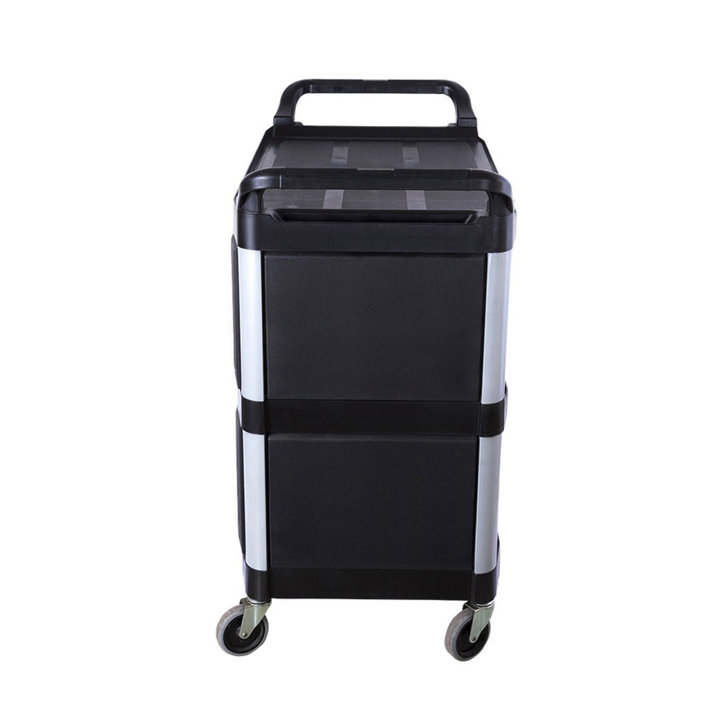 3 Tier Covered Utility Cart Black with Bins