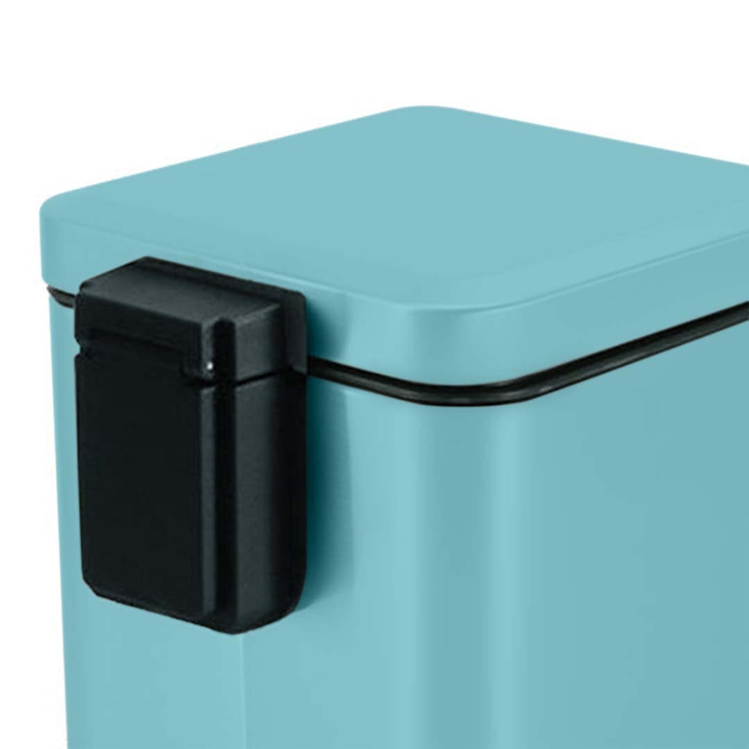 Foot Pedal Stainless Steel Trash Bin Square 6L Blue